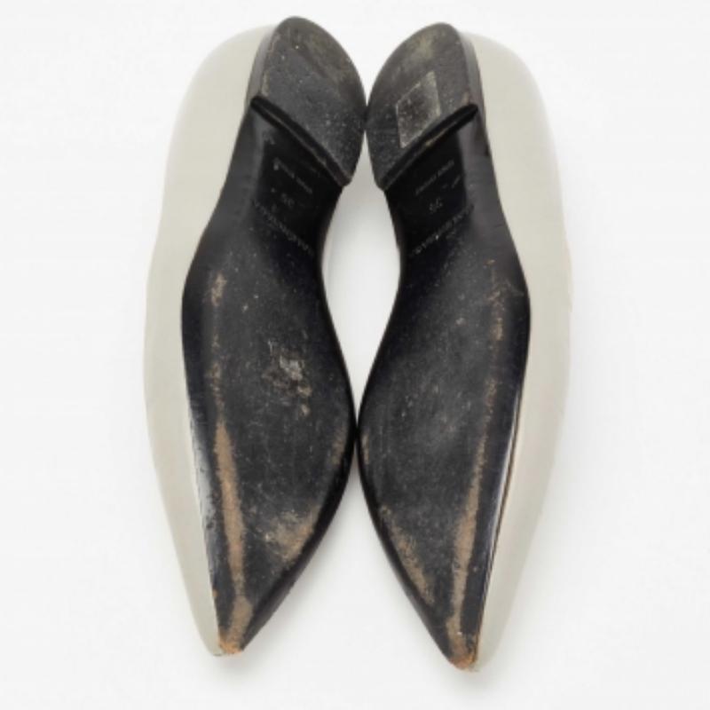 Balenciaga Grey Croc Embossed And Leather Pointed Toe Ballet Flats Size 36 For Sale 2