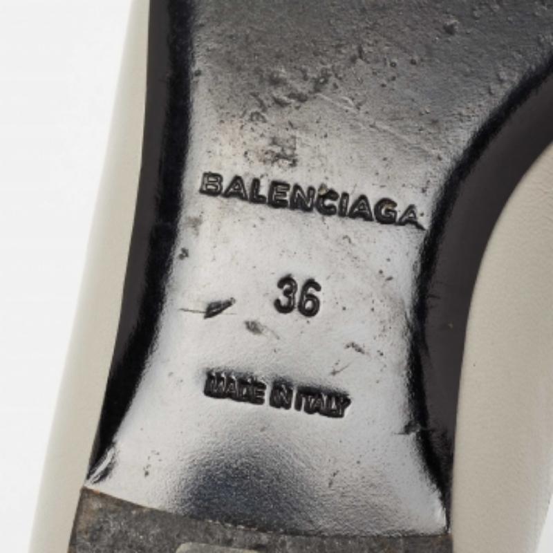 Balenciaga Grey Croc Embossed And Leather Pointed Toe Ballet Flats Size 36 For Sale 4