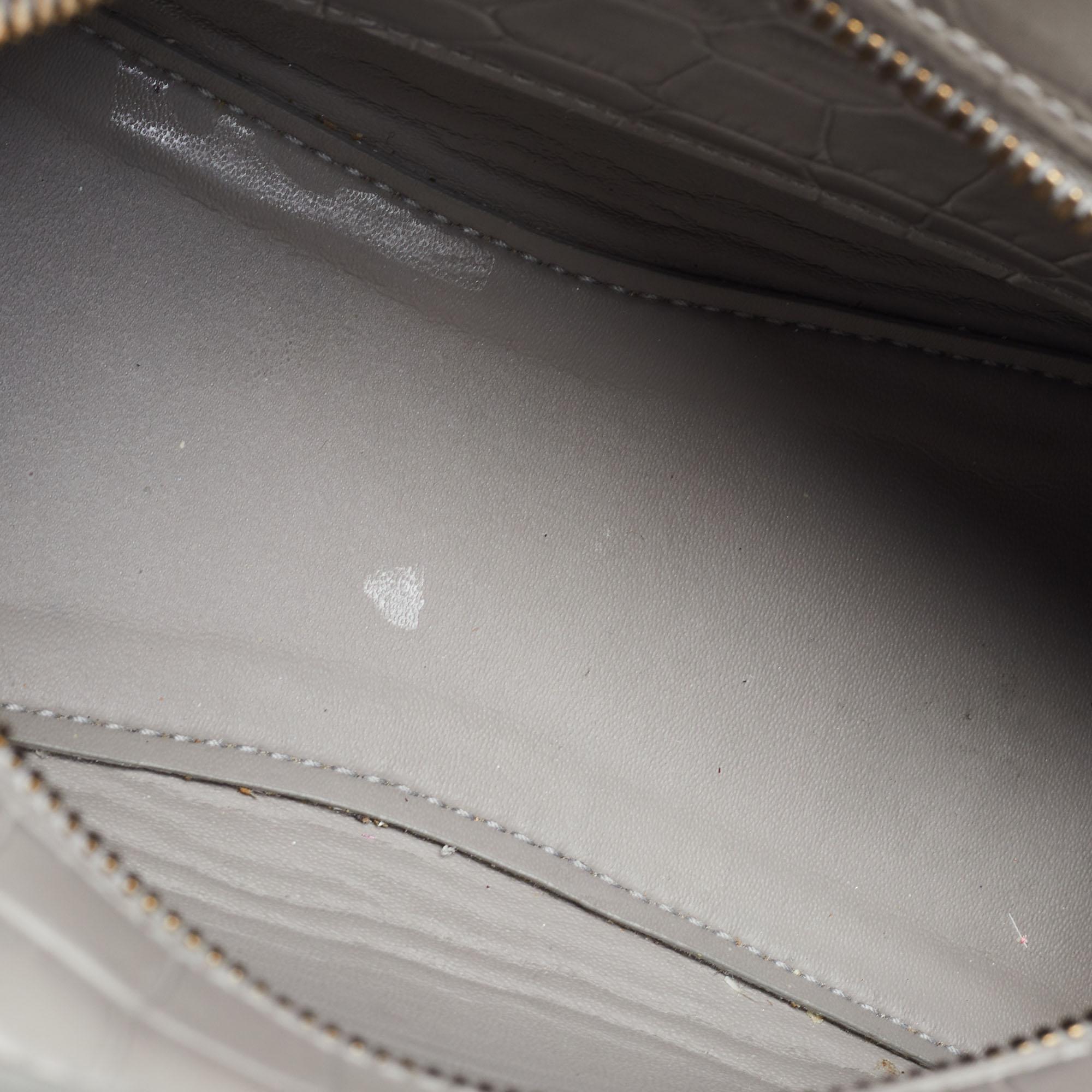 Balenciaga Grey Croc Embossed Leather Mini Neo Classic Bag 9