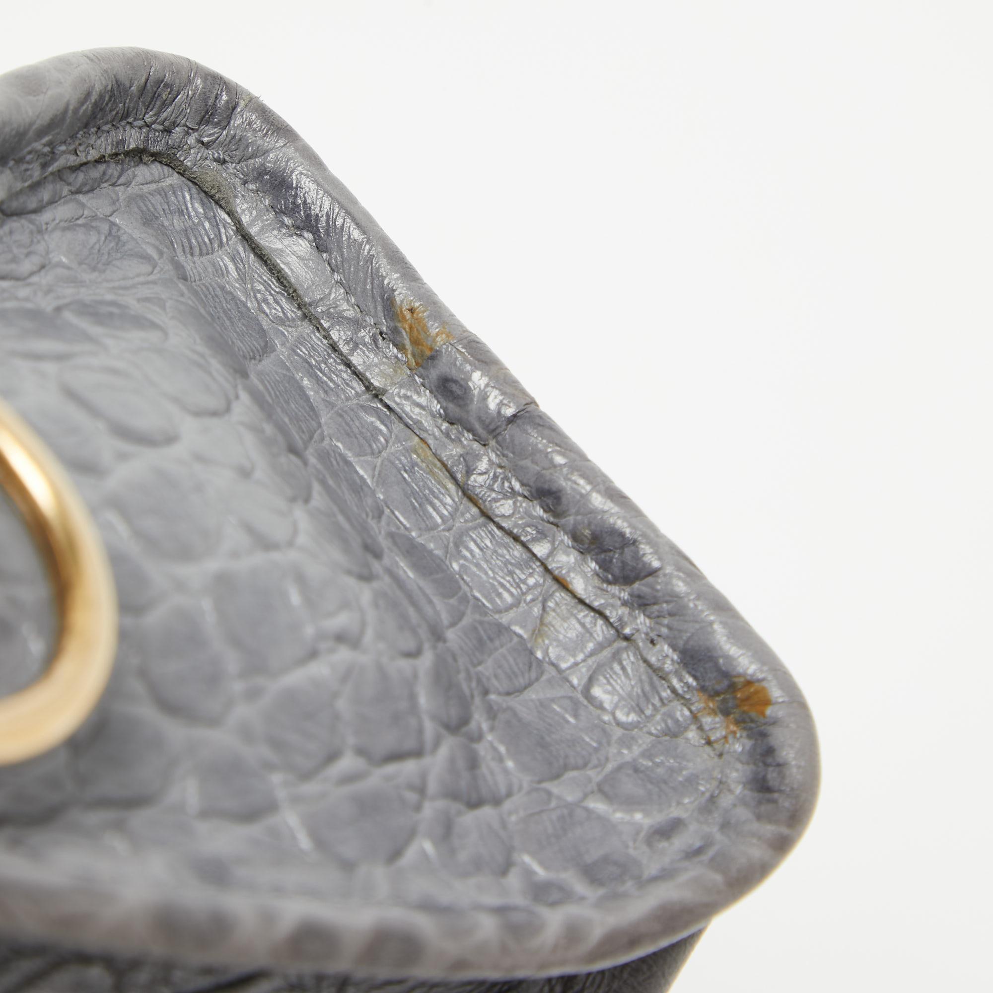 Balenciaga Grey Croc Embossed Leather Mini RH City Bag For Sale 6