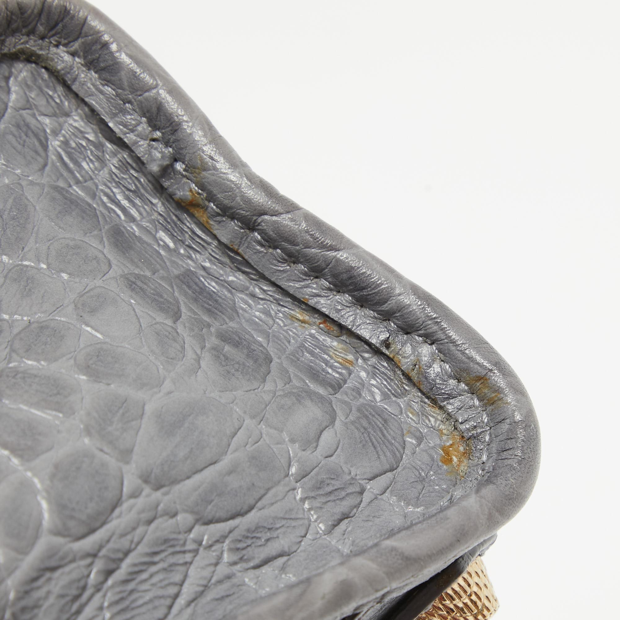 Balenciaga Mini RH Stadttasche aus grauem Leder mit Krokodillederprägung im Angebot 5