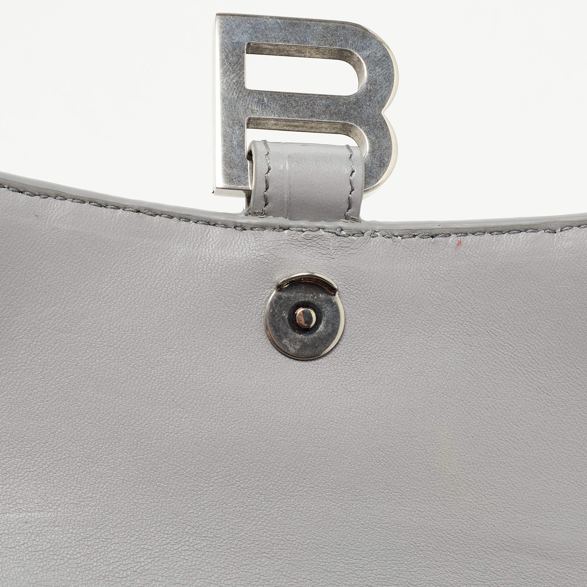 Balenciaga Grey Croc Embossed Leather XS Hourglass Top Handle Bag 8