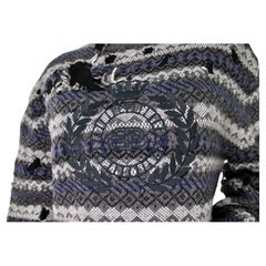 Balenciaga Grey Destroyed Fair Isle Virgin Wool Blend Sweater
