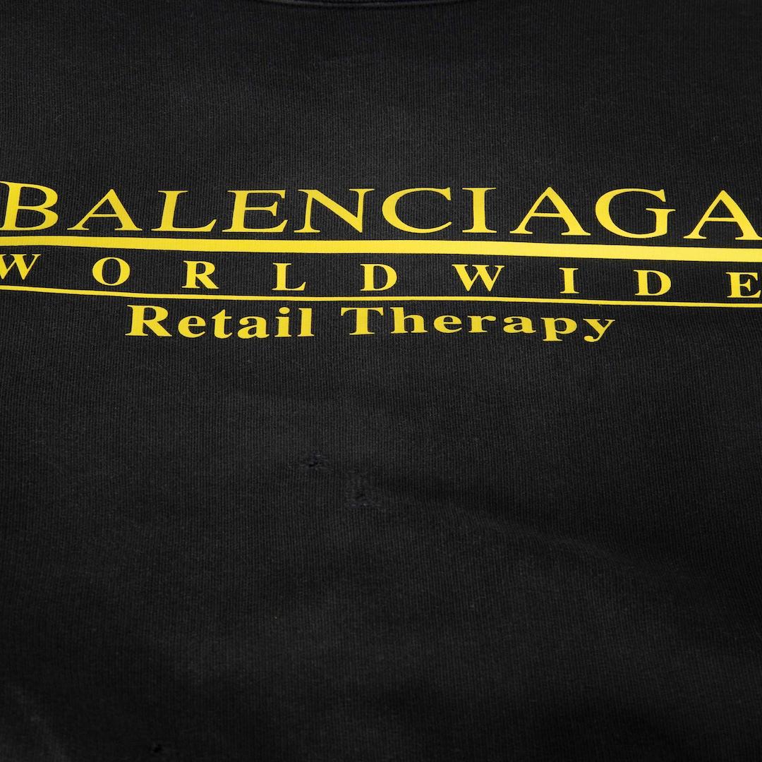 Noir Balenciaga Grey Distressed Logo Sweatshirt Size M en vente