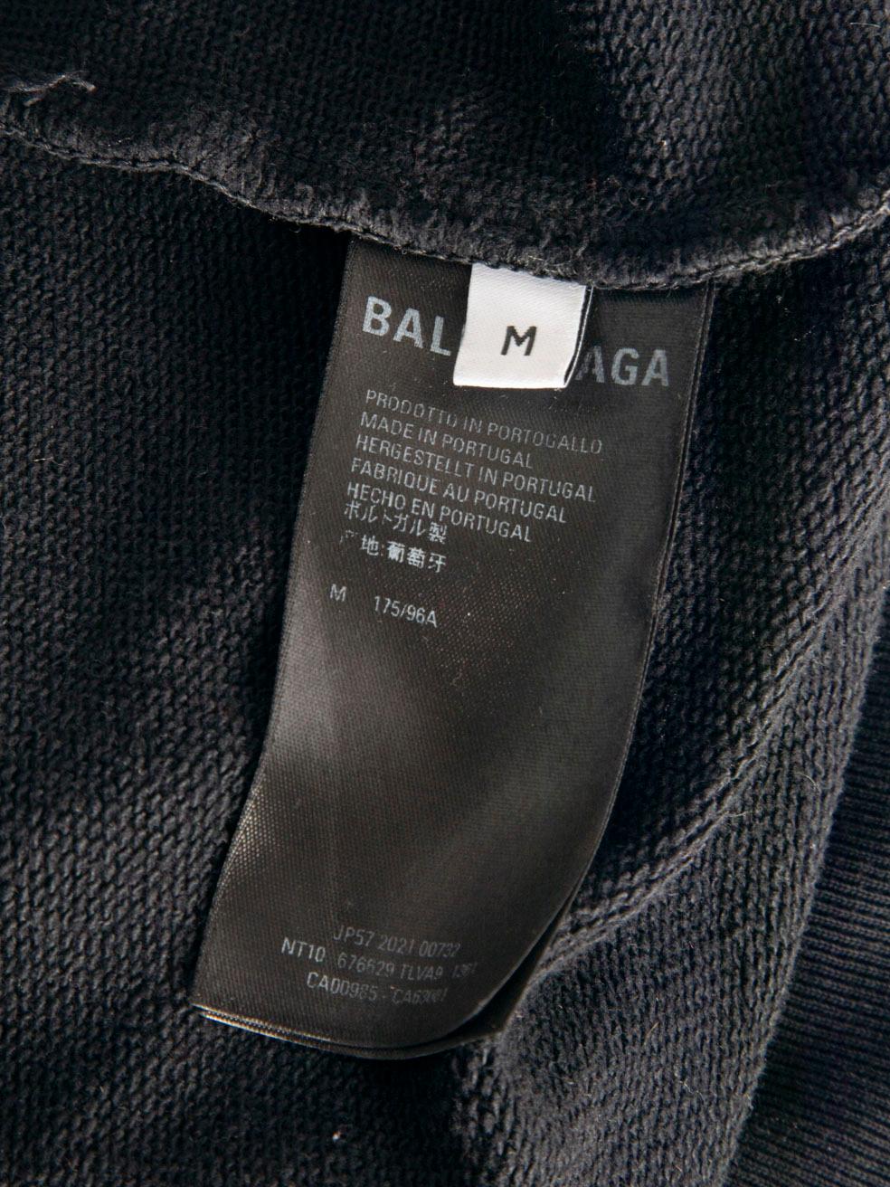Balenciaga Grey Distressed Logo Sweatshirt Size M Pour femmes en vente