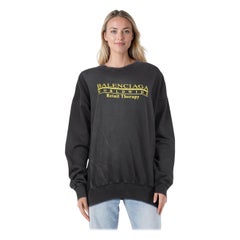 Balenciaga Grey Distressed Logo Sweatshirt Size M