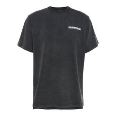 Balenciaga Grey Embroidered Cotton T-Shirt XL