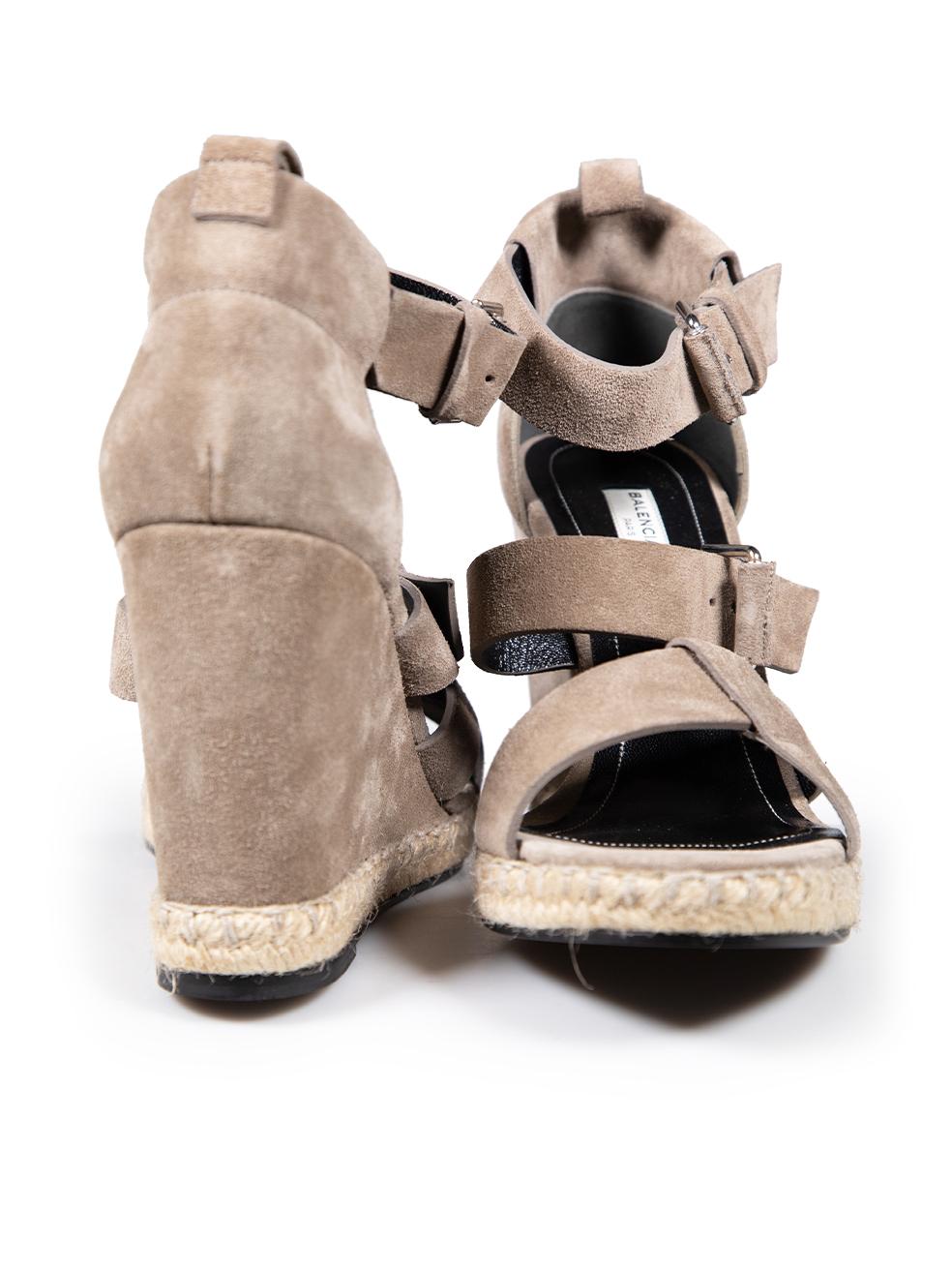 Brown Balenciaga Grey Espadrille Suede Sandals Size IT 41