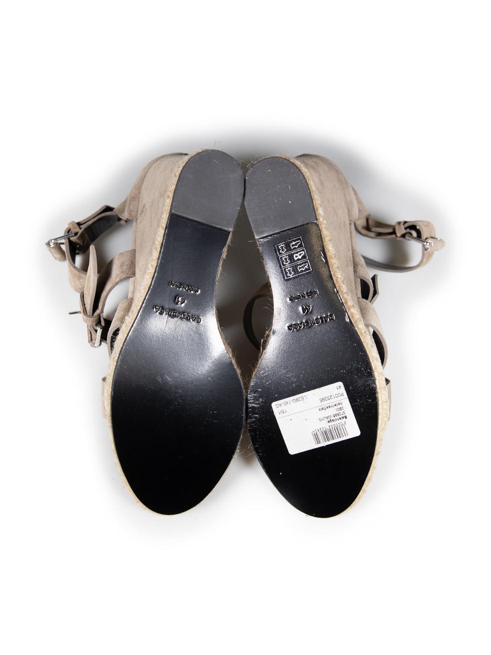 Balenciaga Grey Espadrille Suede Sandals Size IT 41 In Good Condition In London, GB