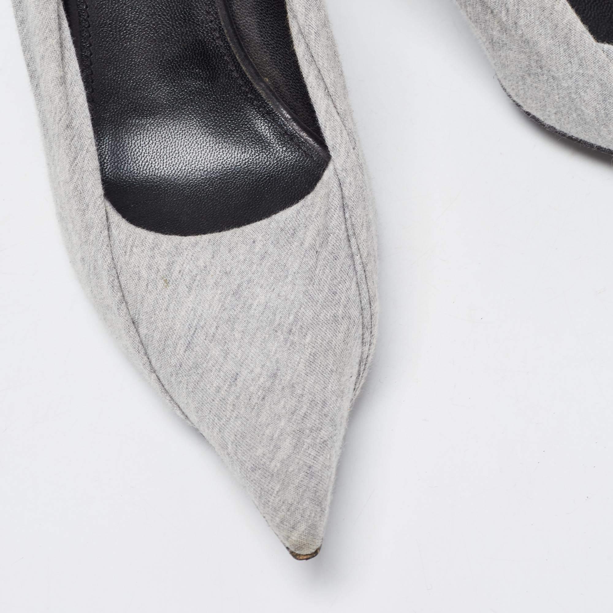 Balenciaga Grey Fabric Knife Pointed Toe Pumps Size 39 1