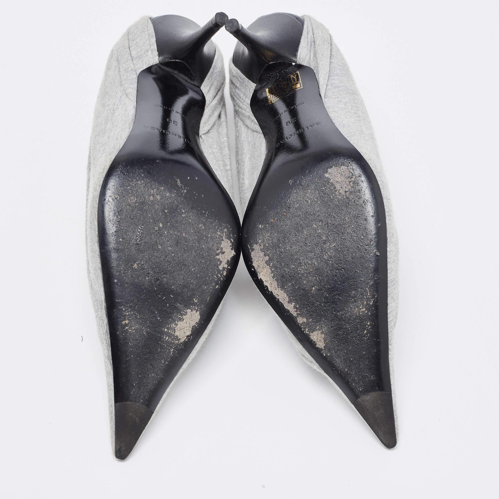 Balenciaga Grey Fabric Knife Pointed Toe Pumps Size 39 3