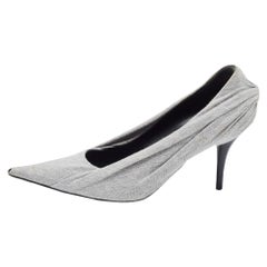 Balenciaga Grey Fabric Knife Pointed Toe Pumps Size 39