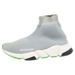 Balenciaga Grey Knit Fabric Speed 20 High Top Sneakers Size 38
