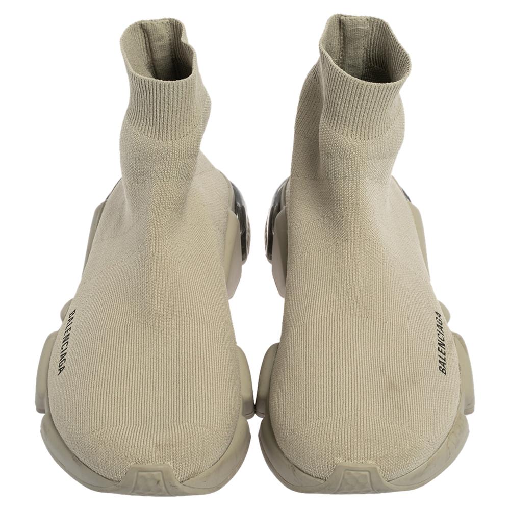 Men's Balenciaga Grey Knit Fabric Speed Sneakers Size 42
