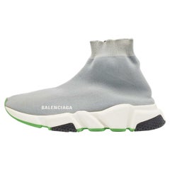 Balenciaga Grey Knit Fabric Speed Trainer Sneakers Size 38
