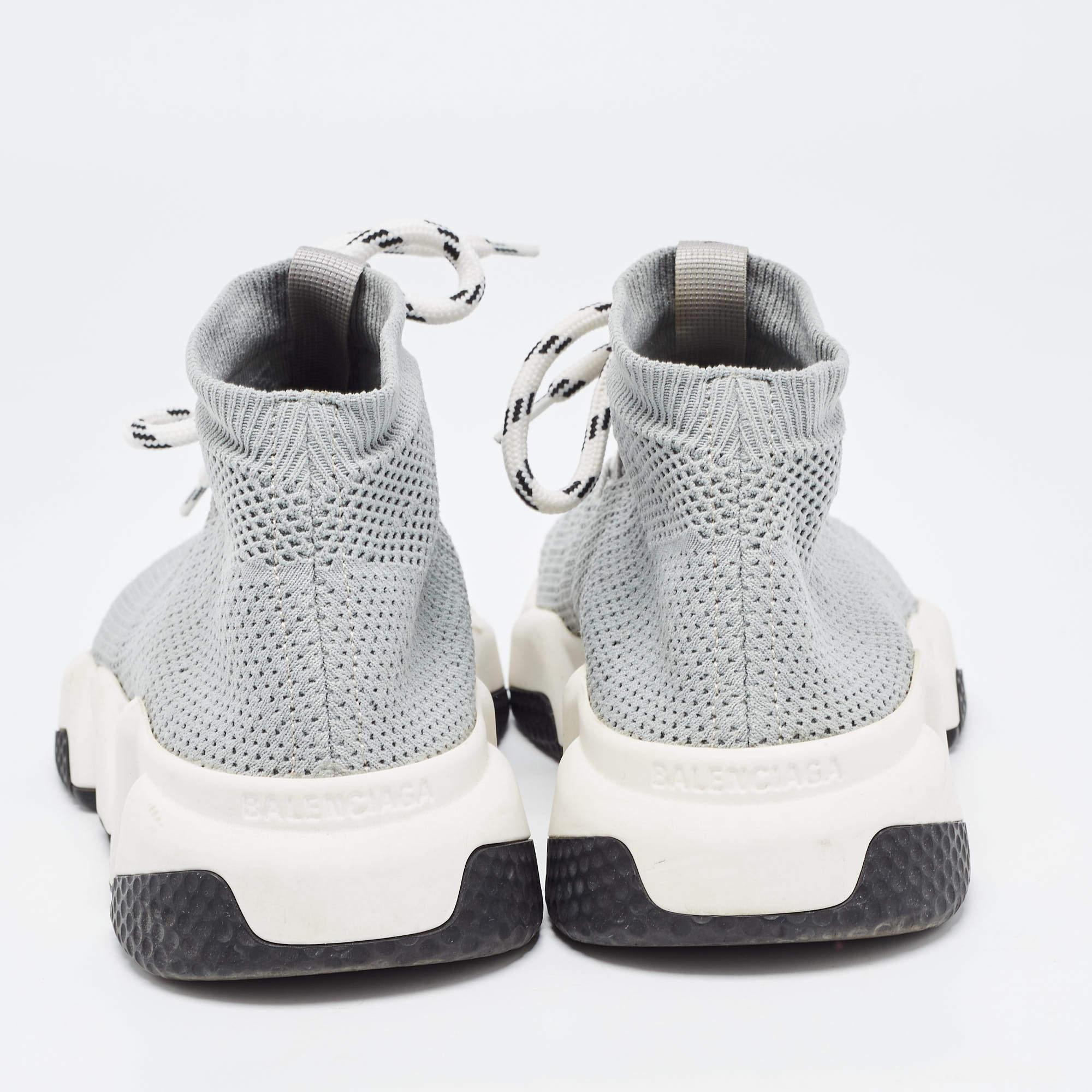 Balenciaga Grey Knit Speed Trainer High Top Sneakers Size 36 en vente 3