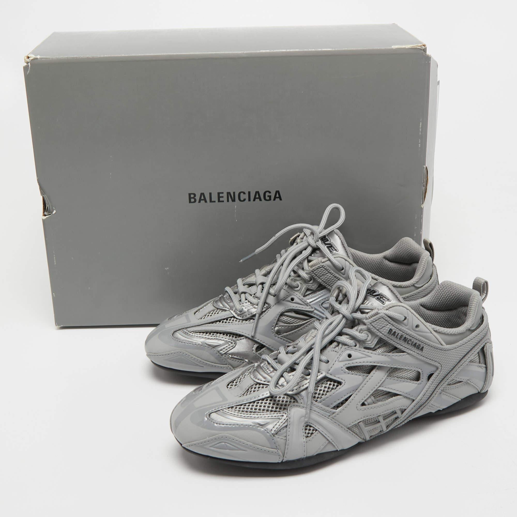 Balenciaga Grey Leather and Mesh Drive Sneakers Size 41 1