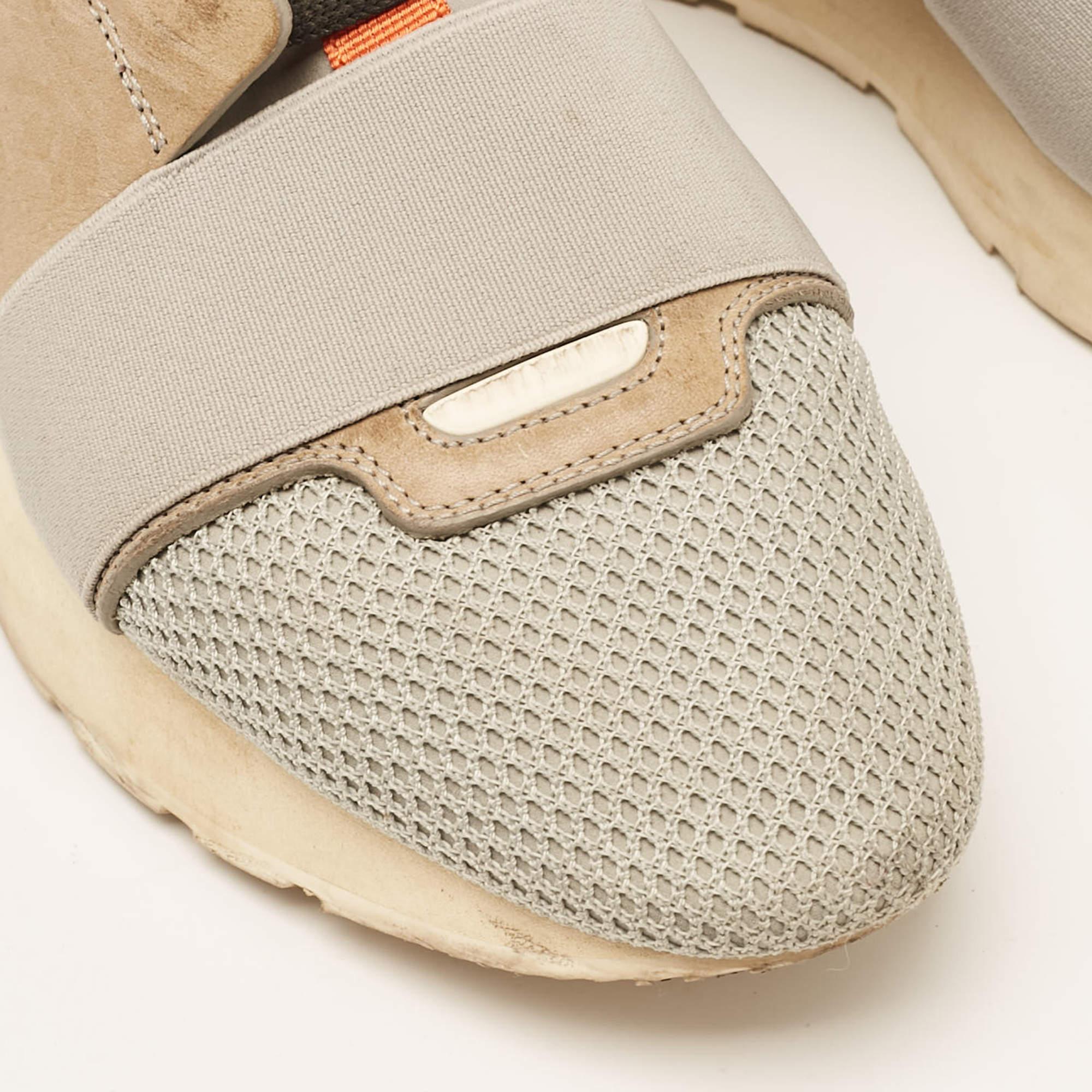 Balenciaga Zapatillas con cordones Race Runner de piel y malla grises Talla 39 en venta 2