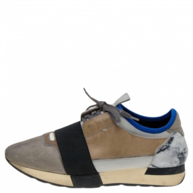Baskets de course Balenciaga en cuir et daim gris, taille 39 en vente 1