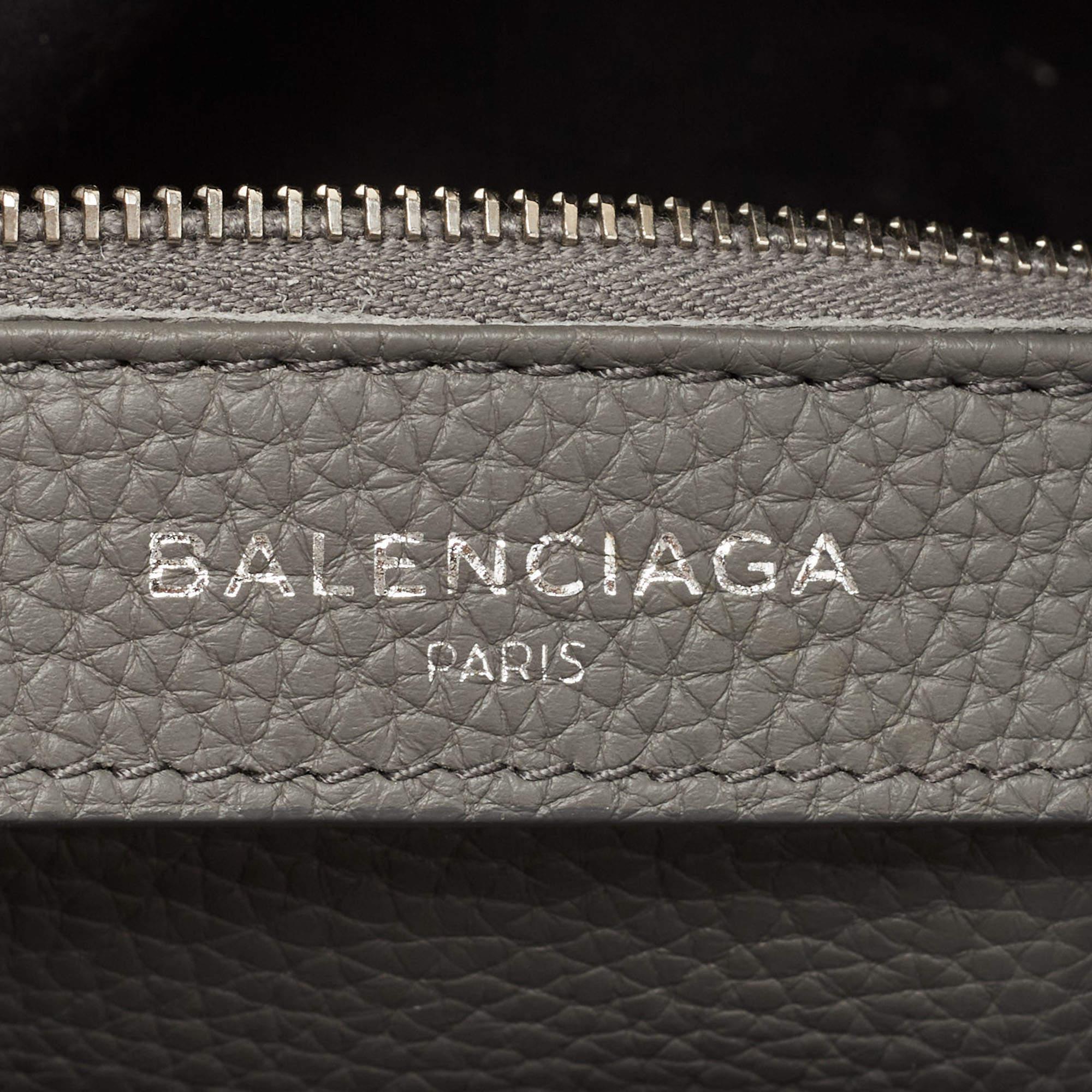 Balenciaga Grey Leather Black Out City Bag 13
