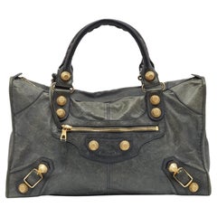 Borsa da lavoro Classic GGH in pelle grigia di Balenciaga