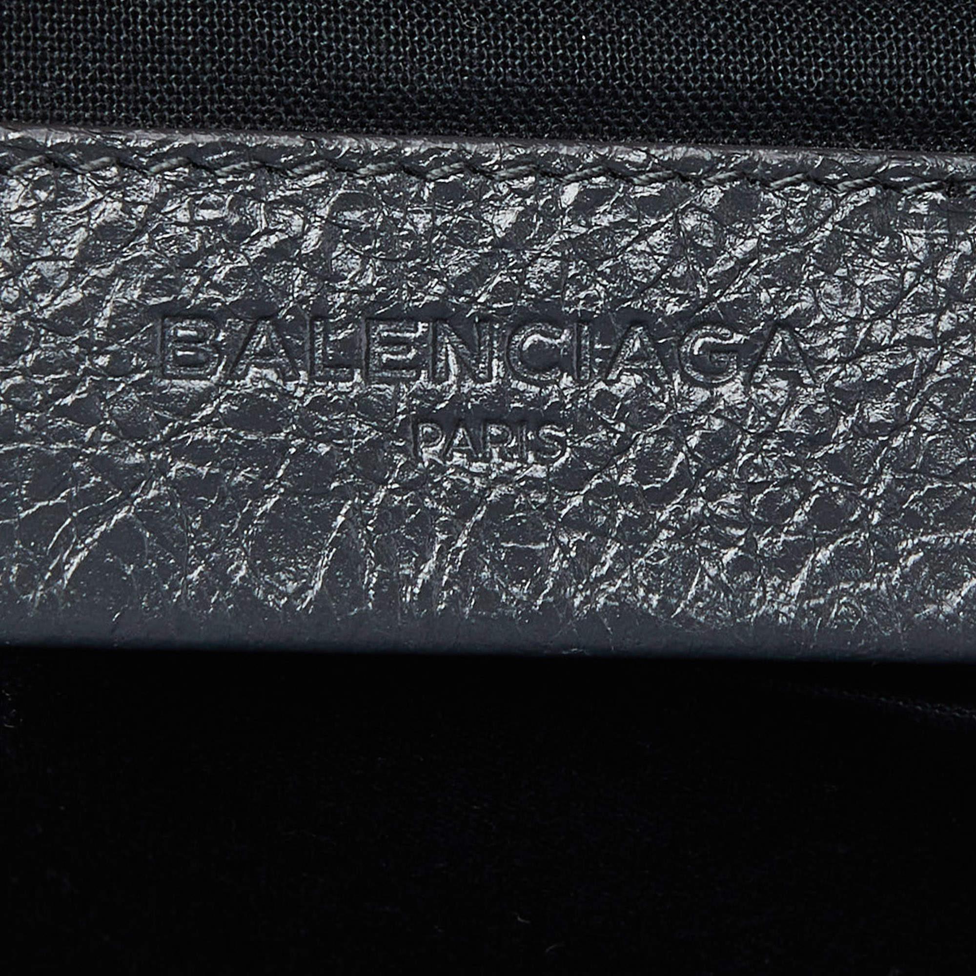 Balenciaga Grey Leather Classic Hardware Zip Pouch 3