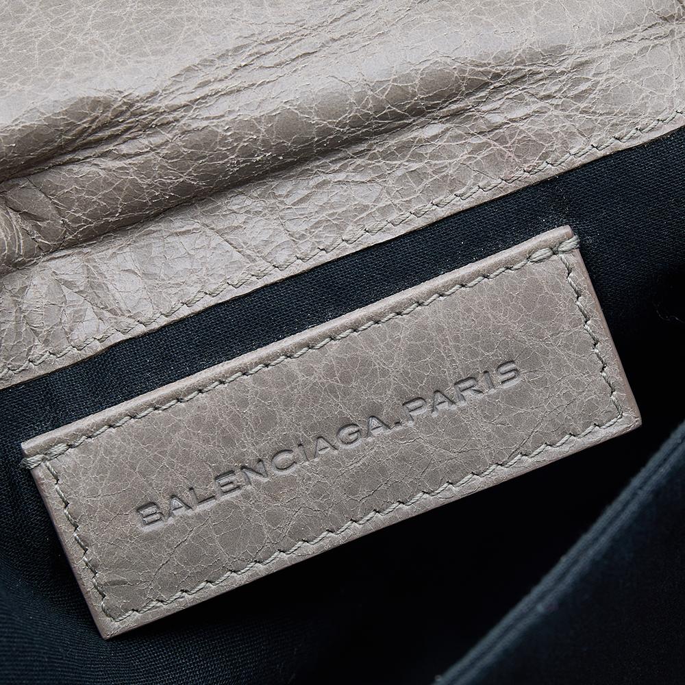 Balenciaga Grey Leather GGRH Envelope Clutch 5