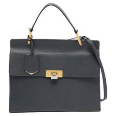 Balenciaga Grey Leather Le Dix Top Handle Bag