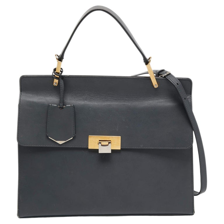 Balenciaga Grey Leather Le Dix Top Handle Bag For Sale at 1stDibs