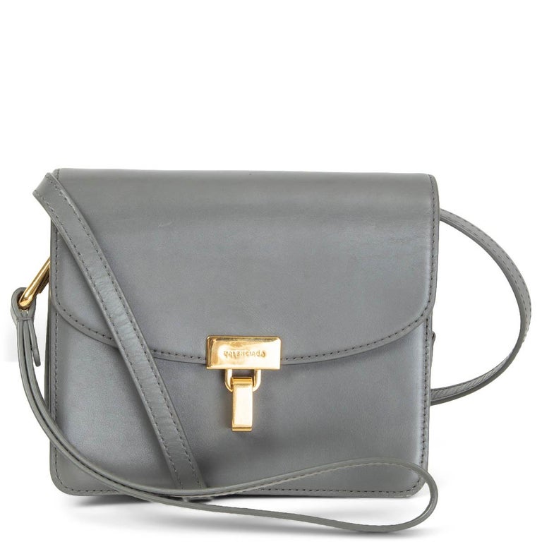 BALENCIAGA grey leather LOCK Shoulder Bag For Sale