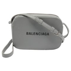 Balenciaga Grey Leather Logo XS Everyday Camera Bag