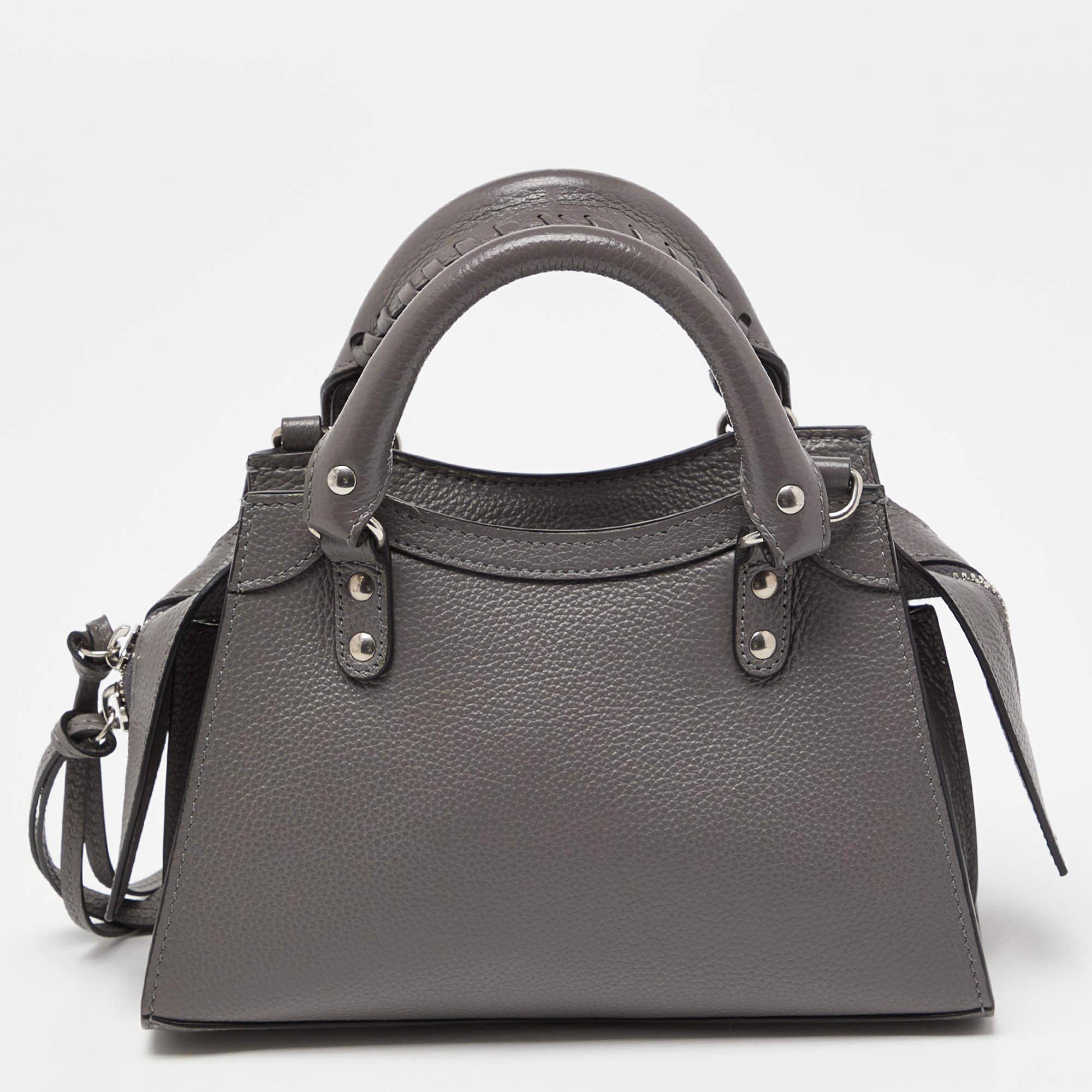 Women's Balenciaga Grey Leather Mini Neo Classic City Bag