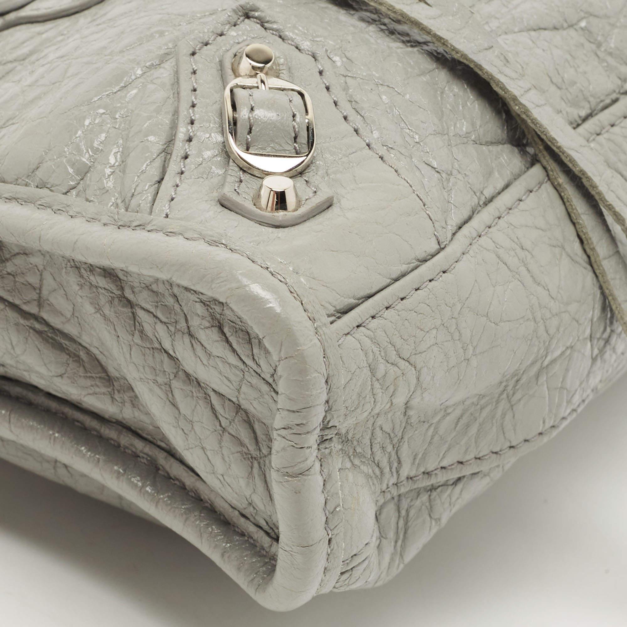 Balenciaga Grey Leather Mini Neo Classic Tote In Good Condition In Dubai, Al Qouz 2
