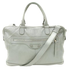 Balenciaga Grey Leather Motorcross Classic Mini Folder 2way Bag 863359