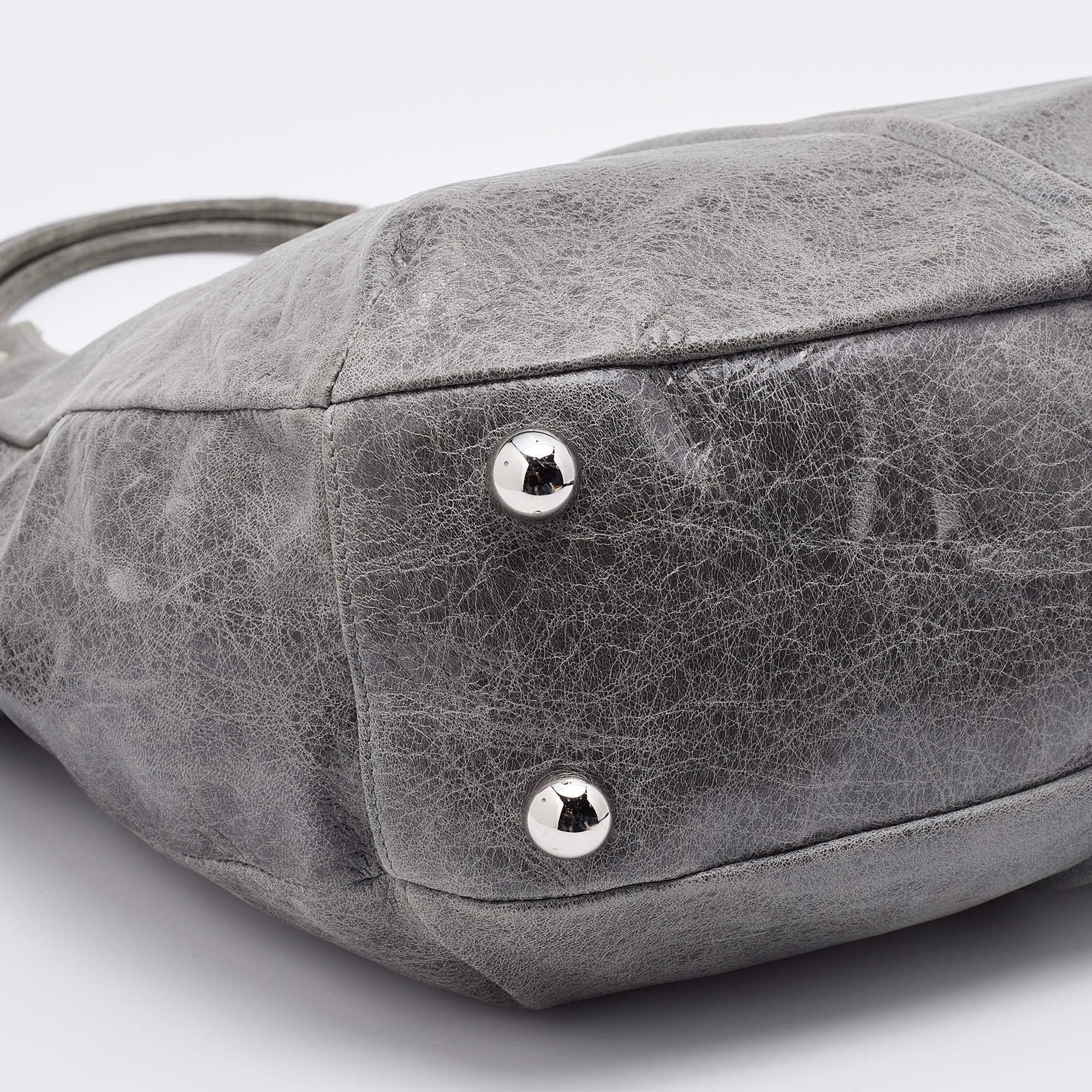 Balenciaga Grey Leather Pompon Shoulder Bag 5