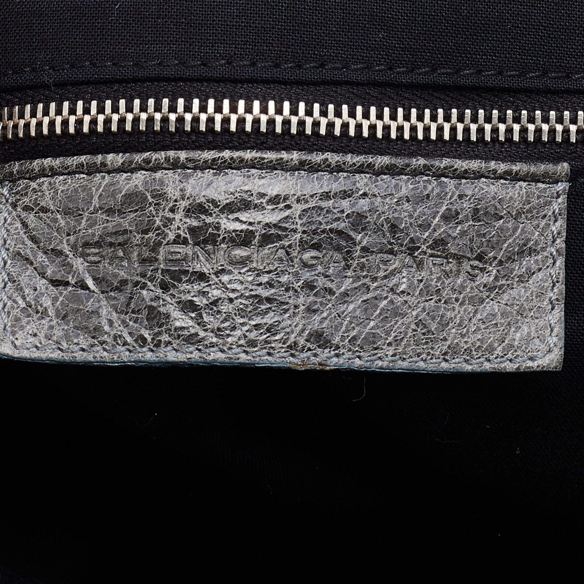 Women's Balenciaga Grey Leather Pompon Shoulder Bag