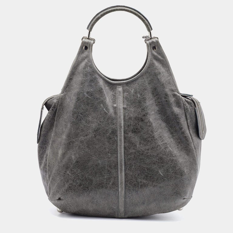 balenciaga grey suede bag