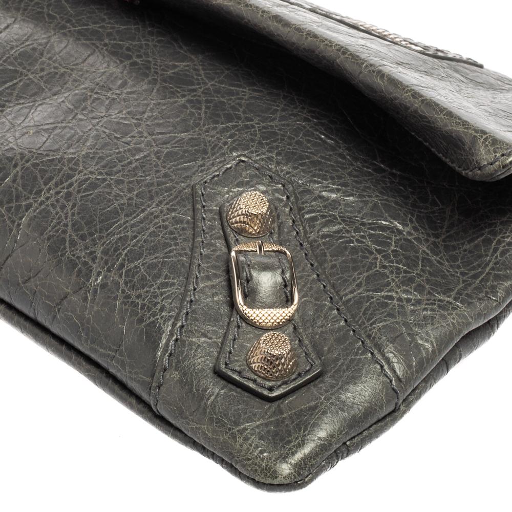 Balenciaga Grey Leather RH Envelope Clutch 1
