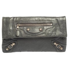 Balenciaga Grey Leather RH Envelope Clutch