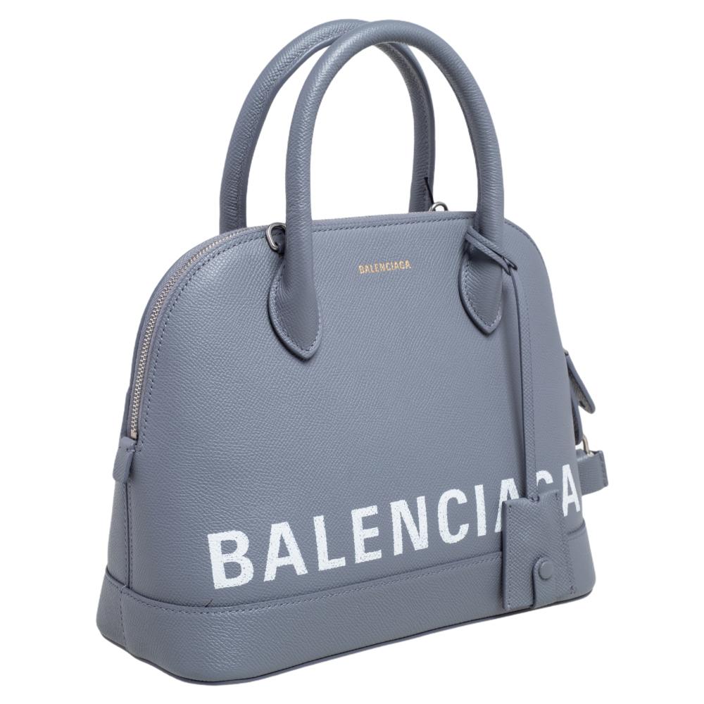 Balenciaga Grau Leder S Ville Logo Umhängetasche Damen