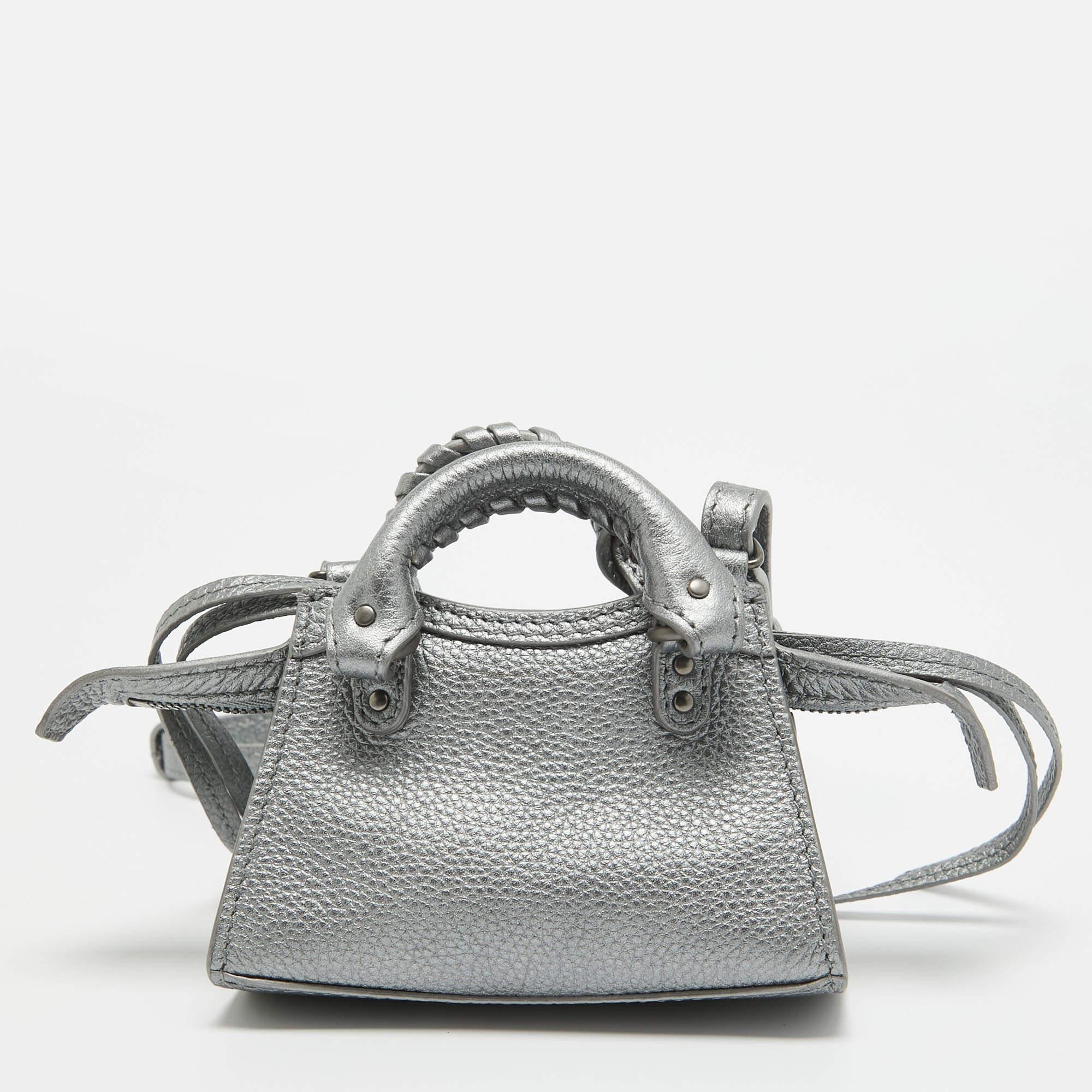 Women's Balenciaga Grey Leather Super Nano Classic City Crossbody Bag