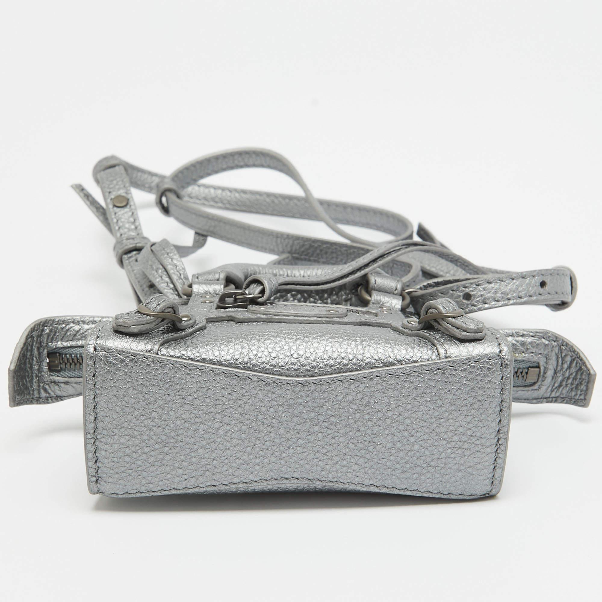 Balenciaga Grey Leather Super Nano Classic City Crossbody Bag 2
