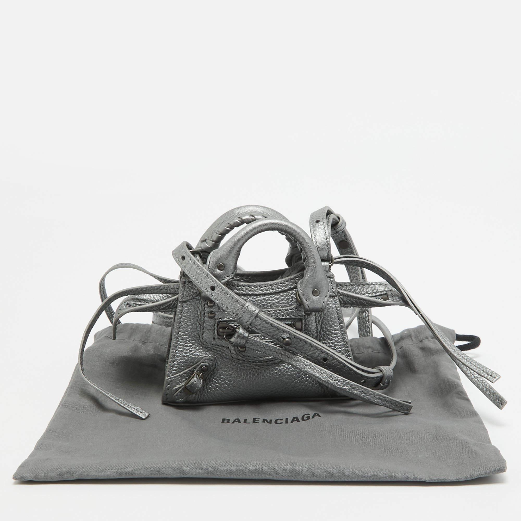 Balenciaga Grey Leather Super Nano Classic City Crossbody Bag 5