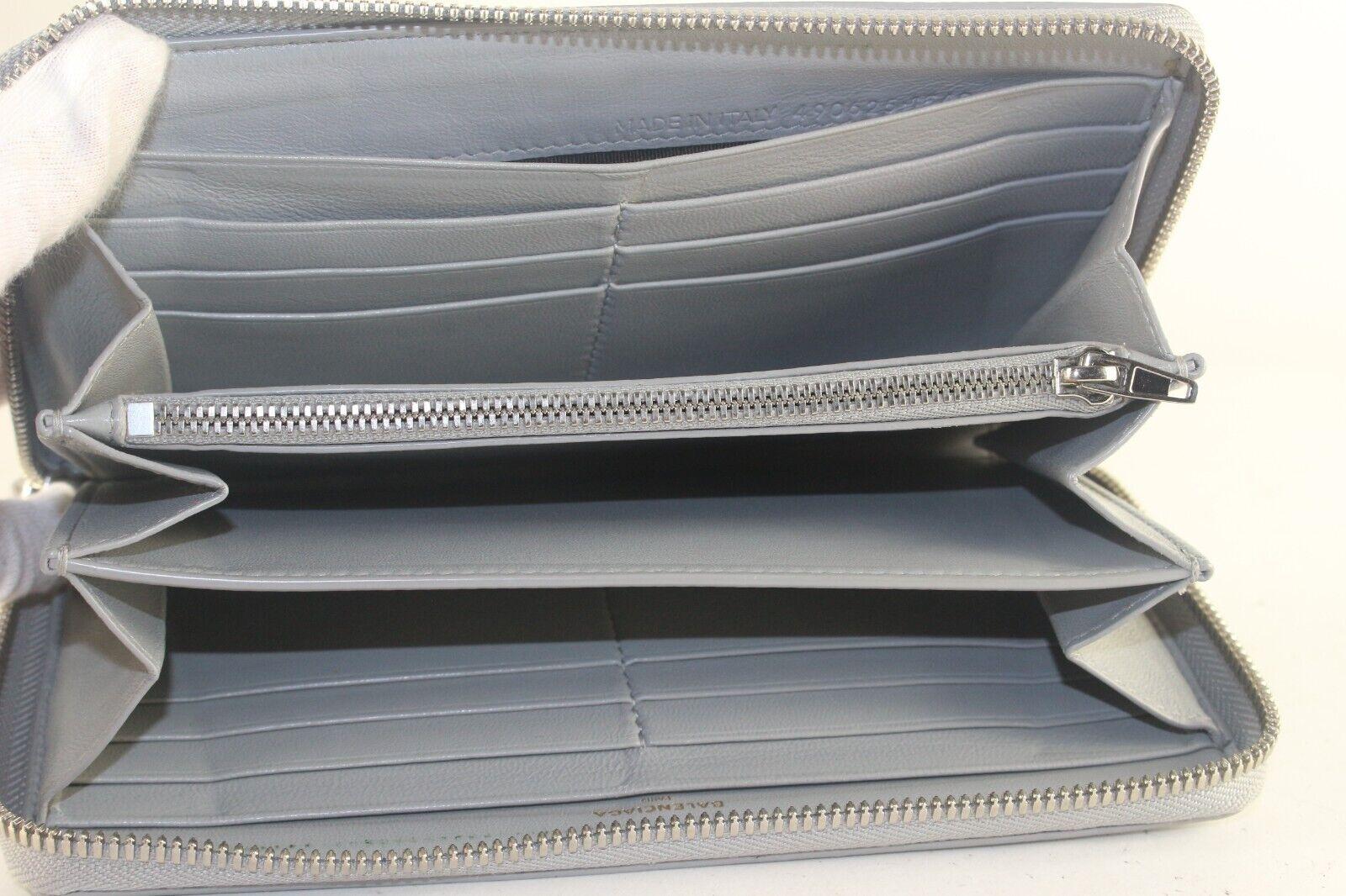 Women's BALENCIAGA Grey Leather Zip Around Wallet 1BAL726K For Sale