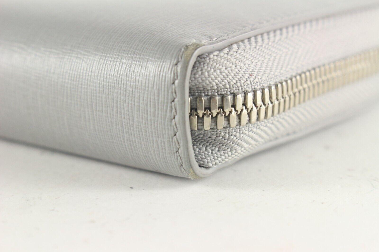 BALENCIAGA Grey Leather Zip Around Wallet 1BAL726K For Sale 4