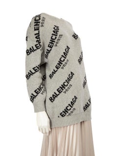 Balenciaga Grey Logo Knit Jumper Size L