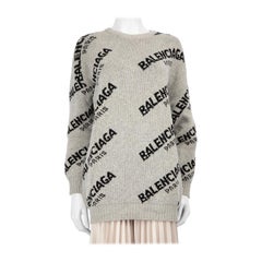 Balenciaga Grey Logo Knit Jumper Size L