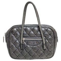 Balenciaga Grey Matelasse Leather Mini Motocross Classic Bag