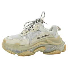 Balenciaga Grey Mesh and Leather Triple S Clear Sole Sneakers Size 35
