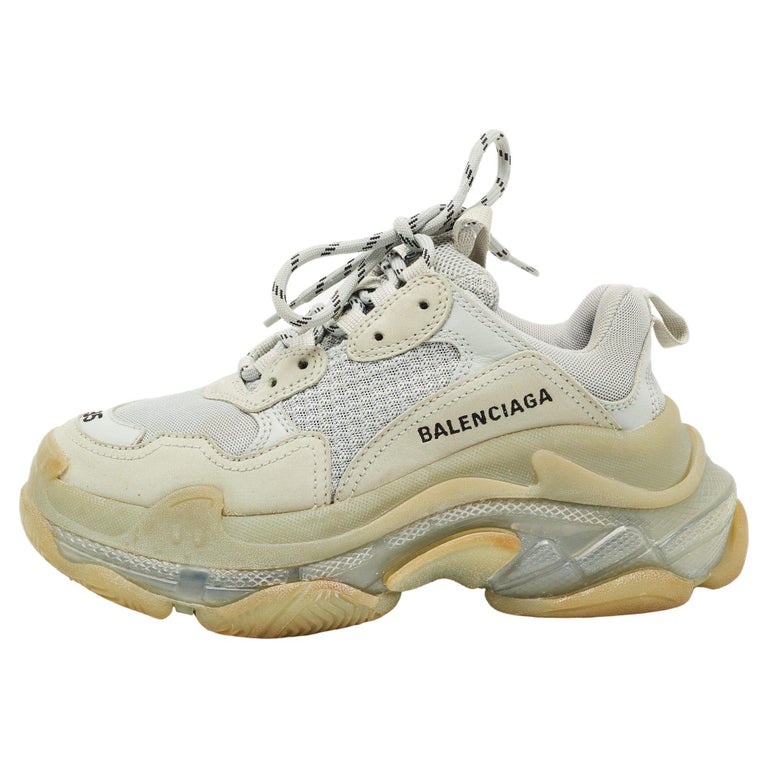 Balenciaga Grey Mesh and Leather Triple S Clear Sole Sneakers Size 35 For  Sale at 1stDibs | old balenciaga sneakers